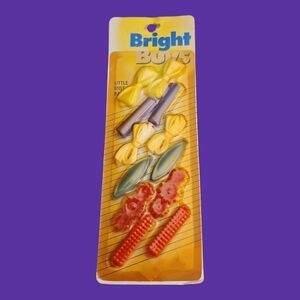 VTG BRIGHT BUYS 1970s Deadstock Plastic Bows Floral and Bar Barrettes
